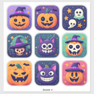 Pegatina Iconos clásicos de Halloween Calabaza Bruja Murcié