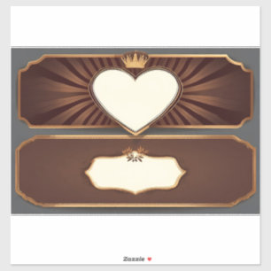 Pegatina Iconos de Corazón Dorado y Laurel
