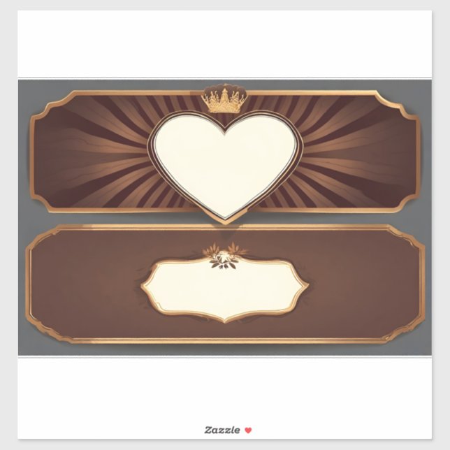 Pegatina Iconos de Corazón Dorado y Laurel (Hoja)