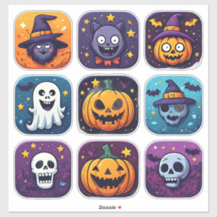 Pegatina Iconos de Halloween Calabazas Fantasmas Brujas Mur