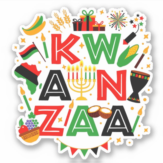 Pegatina Iconos de Kwanzaa, corte de besos (Anverso)
