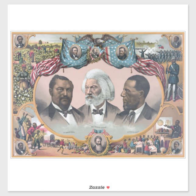 Pegatina Iconos de la Historia Negra: Con Frederick Douglas (Hoja)