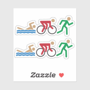 Pegatina Iconos de logotipo de triatlón en color