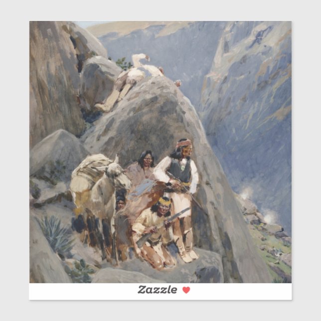 Pegatina Iconos de los nativos americanos: Guerreros Apache (Hoja)