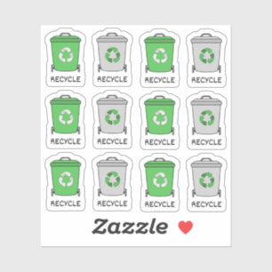 Pegatina Iconos de reciclaje de contenedores de basura Plan