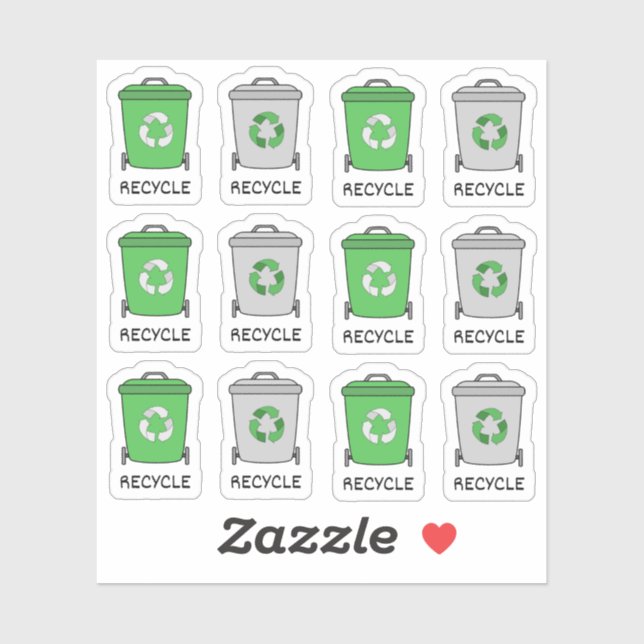 Pegatina Iconos de reciclaje de contenedores de basura Plan (Hoja)