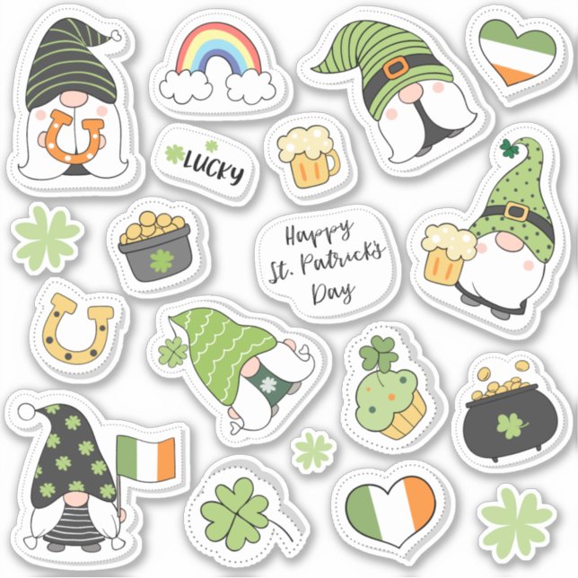 Pegatina Iconos divertidos adorables del Día de San Patrici (Anverso)