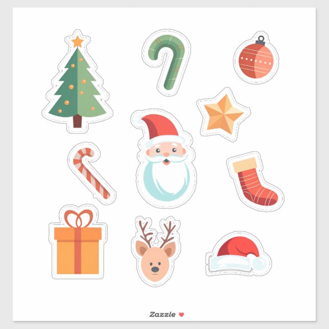 Pegatina Iconos Navideños Coloridos (Hoja)