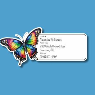 Pegatina Id. de equipaje de mariposa arco iris