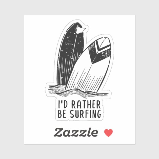 Pegatina I'd Rather Be Surfing - Coastal Vibes (Hoja)