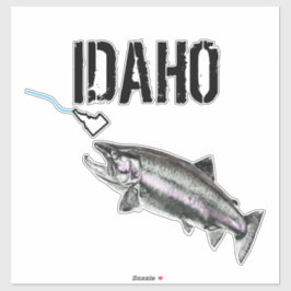 PEGATINA IDAHO STEELHEAD -AQUÍ PESCADO PESQUERO- GOLPEANDO 