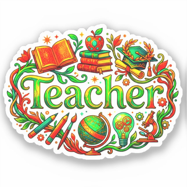 Pegatina Idea de Regalo Feliz | Agradecimiento al Profesor  (Anverso)