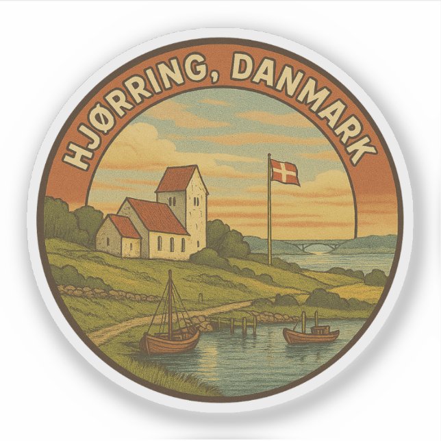Pegatina Iglesia de Hjørring, Dinamarca (Anverso)