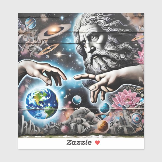 Pegatina  illustration of god creating the universe (Hoja)