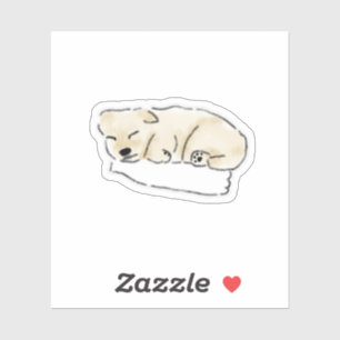 Pegatina Ilustración adorable de un cachorro dorado durmien