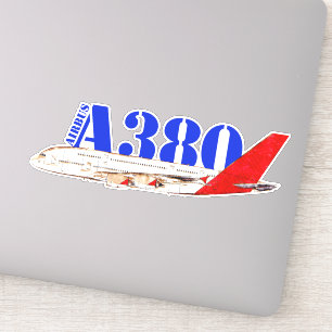 Pegatina Ilustracion Airbus A380 con diseño de cola roja au
