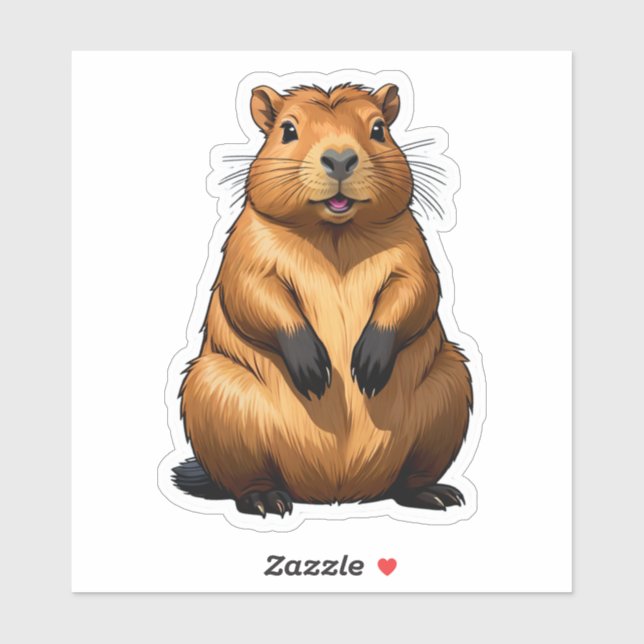 Pegatina Ilustracion animal Cute Capybara Rodent (Hoja)