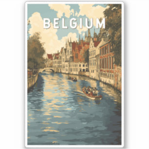 Pegatina Ilustracion Bélgica Viaje de arte