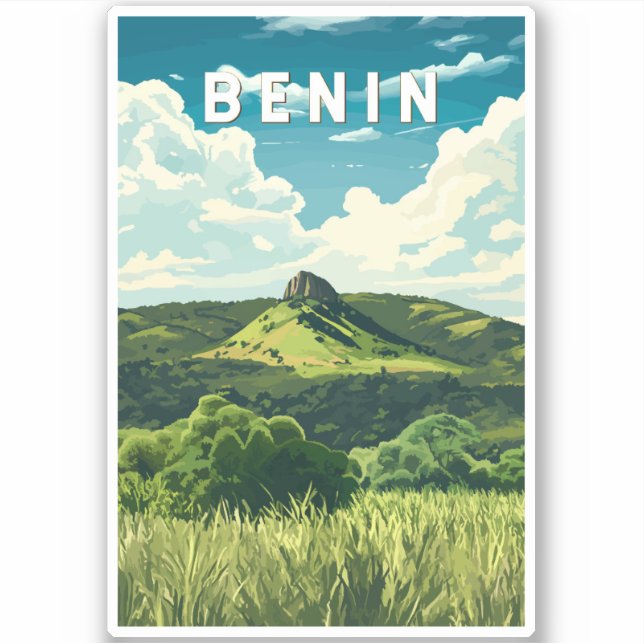 Pegatina Ilustracion Benín Viajes de arte (Anverso)