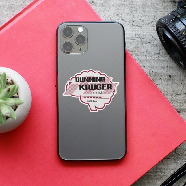 Pegatina Ilustracion cerebral por efecto Kruger de Dunning  (Dunning-Kruger Effect Loading: Know-it-all mode engaged.)