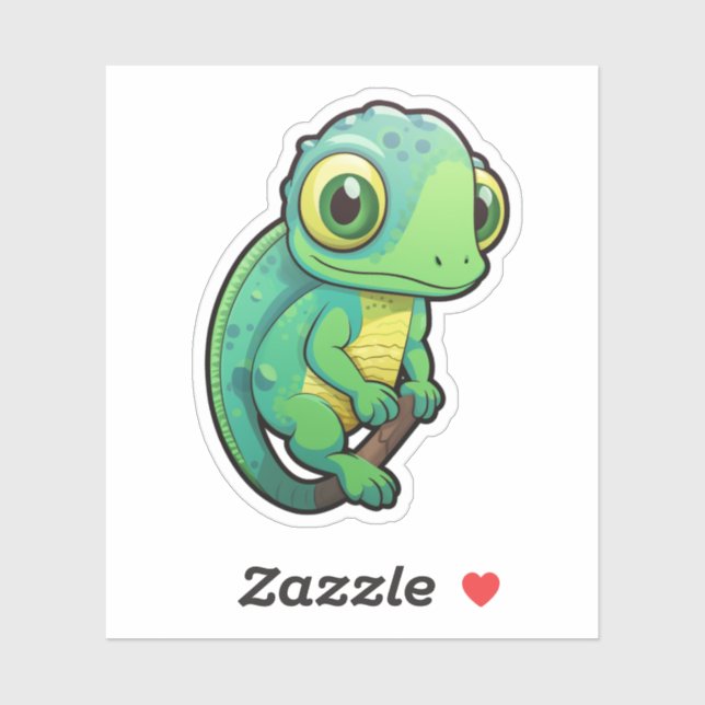 Pegatina ilustracion chameleon personalizado (Hoja)
