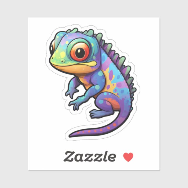 Pegatina ilustracion chameleon personalizado (Hoja)