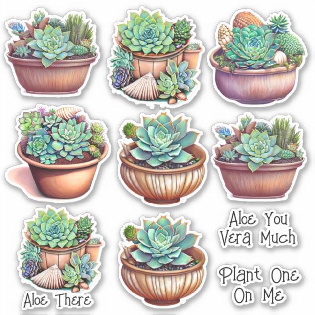 Pegatina Ilustracion cutáneo Aloe Vera y Puns (Anverso)