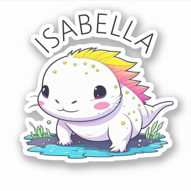 Pegatina Ilustracion Cute Kawaii Axolotl personalizado (Anverso)