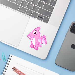 Pegatina Ilustracion Cuto De Un Pterodáctilo.