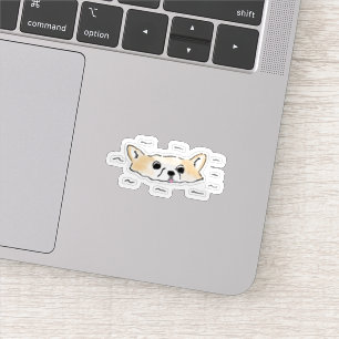 Pegatina Ilustración de adorable perro Shiba Inu nadando