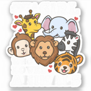 Pegatina Ilustración de animales lindos del zoológico elefa