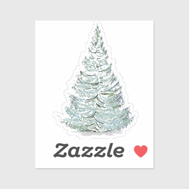 Pegatina Ilustracion de árbol de mojigato cubierto de nieve (Hoja)