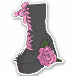 Pegatina Ilustracion de arranque rosa gótico Lolita Girly