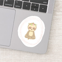 Pegatina Ilustracion de arte Cute Lotus Yoga Sloth