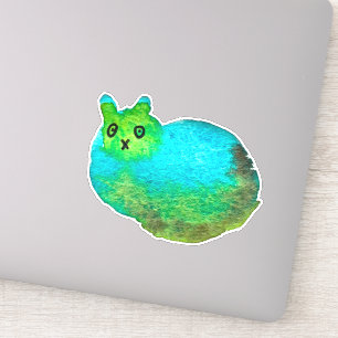 Pegatina Ilustracion de arte de gato gordo azul