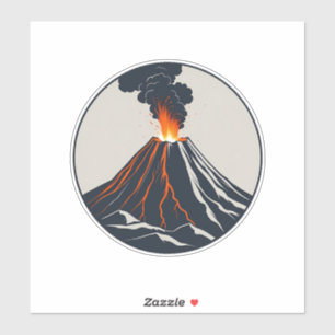 Pegatina Ilustracion de arte moderno del volcán en erupción