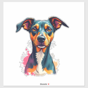 Pegatina Ilustración de arte pop de retrato de perro colori