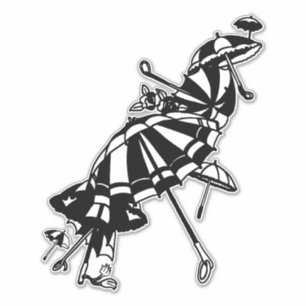 Pegatina ilustracion de arte Umbrellas Ink de Sombrillas Vo