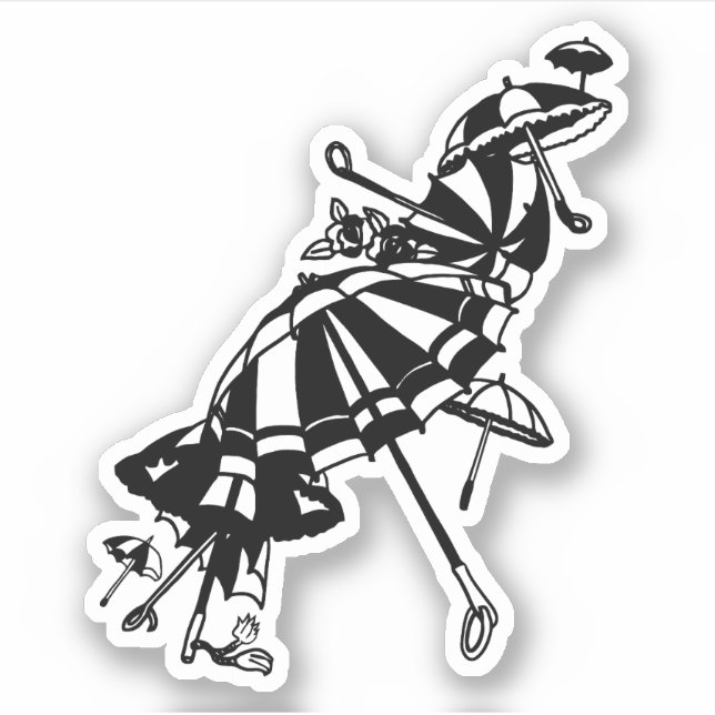 Pegatina ilustracion de arte Umbrellas Ink de Sombrillas Vo (Anverso)