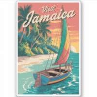 Ilustración de barco de Jamaica Arte de viaje vint