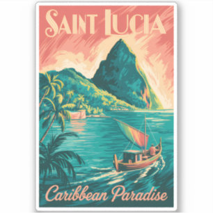 Pegatina Ilustración de barco de Santa Lucía Arte de viaje 