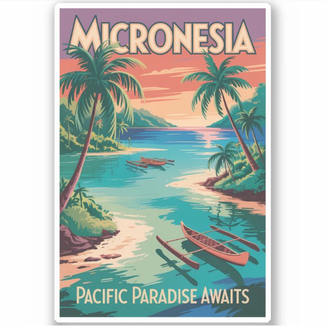 Pegatina Ilustración de barcos de Micronesia Arte de viaje  (Anverso)