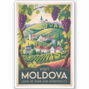 Pegatina Ilustración de bodega de Moldavia Arte de viaje vi
