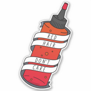 Pegatina Ilustracion de botella de tinte de pelo rojo Girly