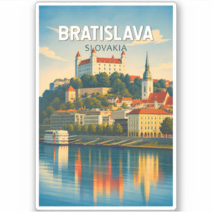 Pegatina Ilustración de Bratislava Eslovaquia Arte de Viaje