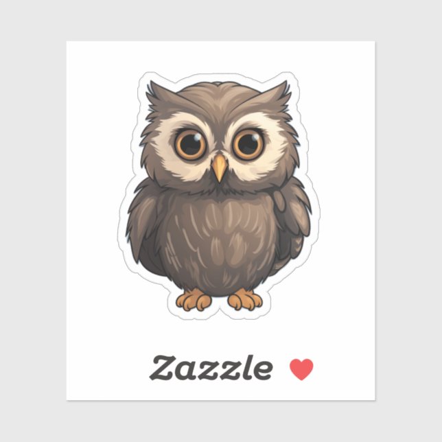 Pegatina ilustracion de búho personalizado (Hoja)