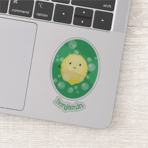 Pegatina Ilustracion de burbujas de personalizado de limón