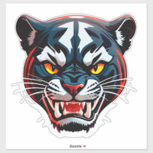 Pegatina Ilustración de cabeza de tigre agresivo