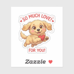 Pegatina Ilustración de cachorro adorable con corazón