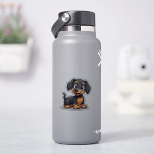 Pegatina Ilustración de cachorro dachshund kawaii sonriente